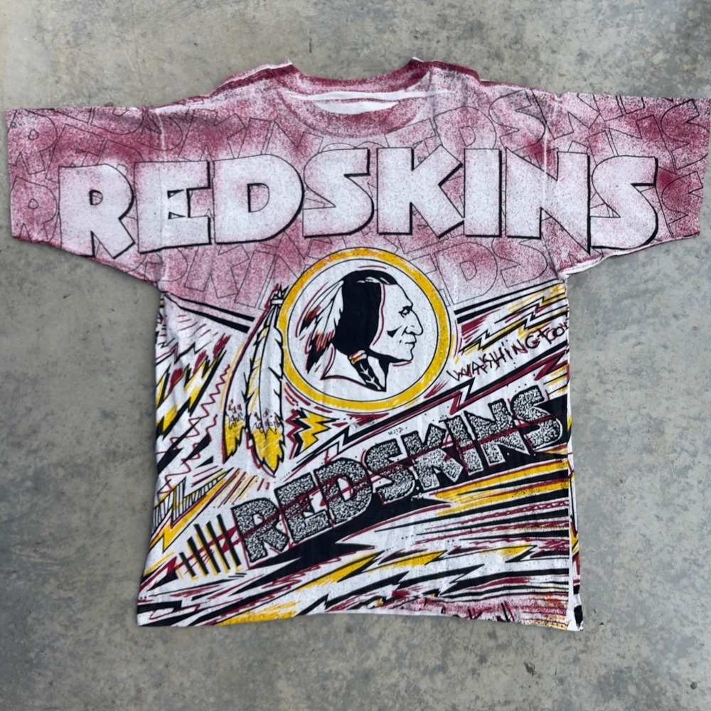 America's Favorites Washington Redskins T-Shirt Mens L White All Over Print NFL